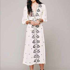 Free People Embroidered Fable Midi Dress